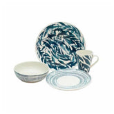 Vajilla Hojas Y Rayas 4 puestos 16 Piezas Corona