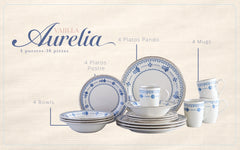 Vajilla Aurelia 4 Puestos 16 Piezas
