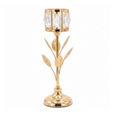 Candelabro de Lujo: Elegancia Botánica en Dorado Grande