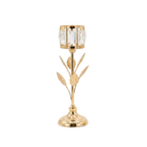 Candelabro de Lujo: Elegancia Botánica en Dorado Pequeño