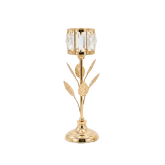 Candelabro de Lujo: Elegancia Botánica en Dorado Pequeño