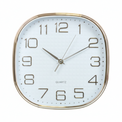 Reloj de Pared Square-Round - Dorado y Blanco Texturizado 30 CM