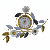 Reloj de Pared de Lujo - Jardín de Latón y Flores Blancas