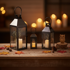 Set Lampara Velas Negro