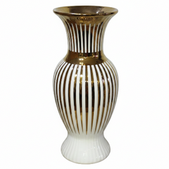 Jarron Dorado con Rayas Blancas 30x15