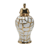 Jarron Patrón Estilo Mosaico Dorado y Blanco