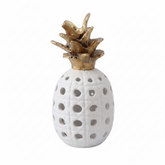 Piña Decorativa Hojas Dorada