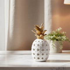 Piña Decorativa Hojas Doradas
