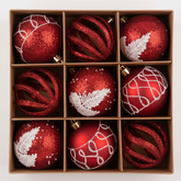 Bolas de Navidad de Color Rojo con Diseños