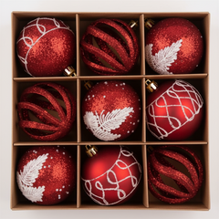 Bolas de Navidad de Color Rojo con Diseños