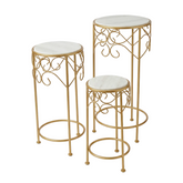 Set x 3 Pedestales Decorativos Metálicos dorados