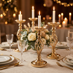 Candelabro Metalico Pequeño Dorado