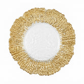 Plato Base de Cristal con Borde Tallado Dorado (32 cm)