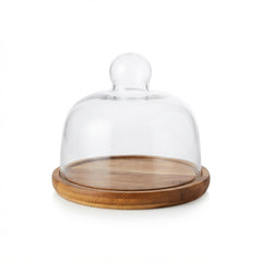 Mini Postrera de Vidrio con Base de Madera