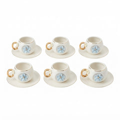 Set de Pocillos con Flor Azul Pastel (6 Puestos)