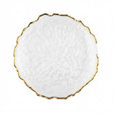 Plato Base de Cristal con Borde Tallado Dorado (32 cm)
