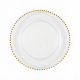 Plato Base de Cristal con Borde Tallado Dorado (32 cm)