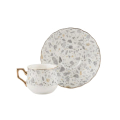 Set de 6 Pocillos de Tinto con Platos Terrazzo