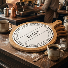 Pala de Bambú "Pizza Gourmet" con Base de Servicio Cerámica