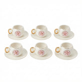 Set de Pocillos con Flor Rosa Pastel (6 Puestos)