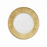 Plato Base de Cristal con Borde Tallado Dorado (32 cm)