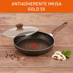 Sartén IMUSA Gold 5X 26cm Antiadherente Tapa de Vidrio