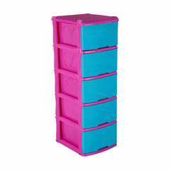 Mueble Organizador Rattan X 5 Cajoneros Color Fucsia Azul Marino Rimoplast