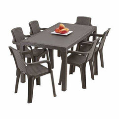 Juego Eterna Familiar X6 Sillas Eterna Con Brazos + Mesa Wengue