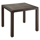 Mesa eterna de Terraza Cuadrada con Efecto Mimbre y Orificio para Sombrilla