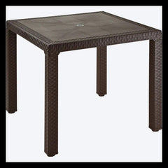 Mesa eterna de Terraza Cuadrada con Efecto Mimbre y Orificio para Sombrilla