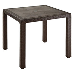 Mesa eterna de Terraza Cuadrada con Efecto Mimbre y Orificio para Sombrilla