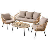 Sala Estilo Rattan Beige