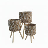 Set de 3 Materas Tejidas con Patas de Palo