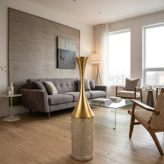 Jarrón Decorativo Metálico de Piso con un Acabado Artesanal 70x18cm