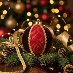 Bola de Navidad Decorativa Rojo y Dorado 12cm