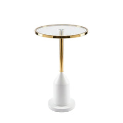 Mesa de Rincón Decorativa Dorado y Blanco 56x35cm