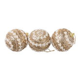 Set x3 Esferas navideñas doradas escarchadas con perlas Blancas 8cm
