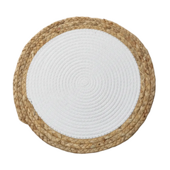 Mantel Individual de Mesa Con Borde de Fibra Natural