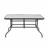 Mesa de Comedor para Exterior Rectangular de Vidrio Templado y Metal