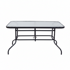 Mesa de Comedor para Exterior Rectangular de Vidrio Templado y Metal