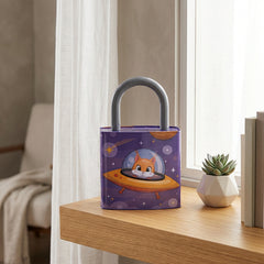 Alcancía Infantil Candado Aventura Espacial - Ardilla Extraterrestre en OVNI 24x14cm