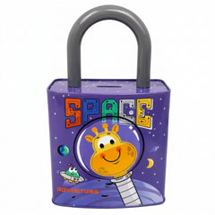 Alcancía Metálica Diseño Espacial Jirafa Astronauta 24X15 cm
