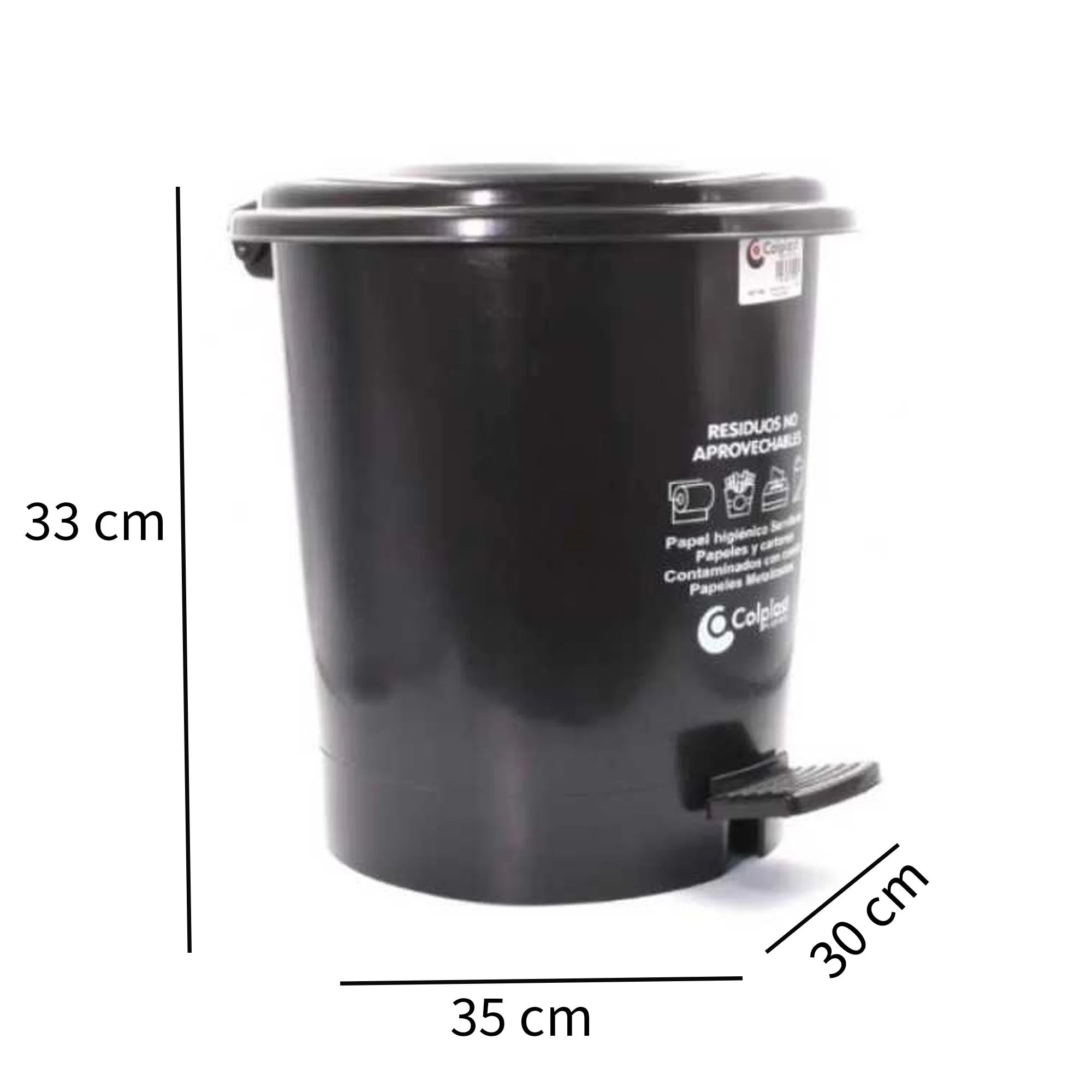 Papelera Redonda De Pedal 12L Colplast