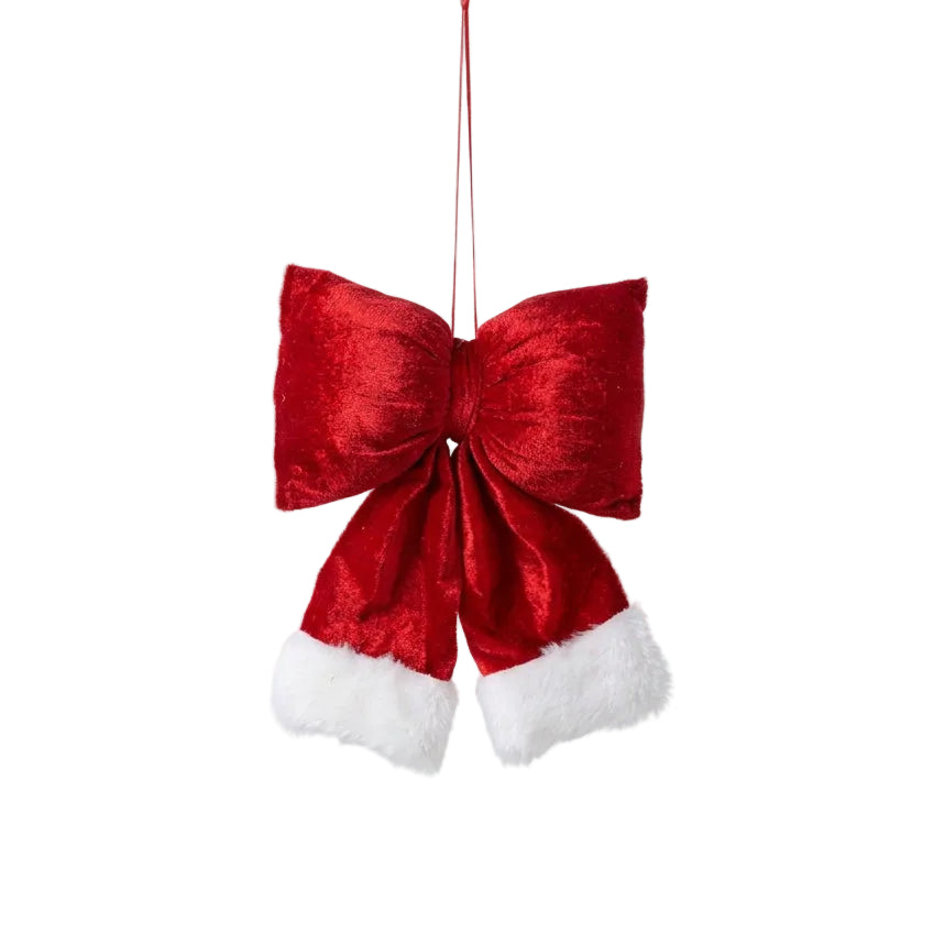 Moño Decorativo de Navidad Rojo Felpado 33x35cm