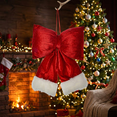 Moño Decorativo de Navidad Rojo Felpado 33x35cm