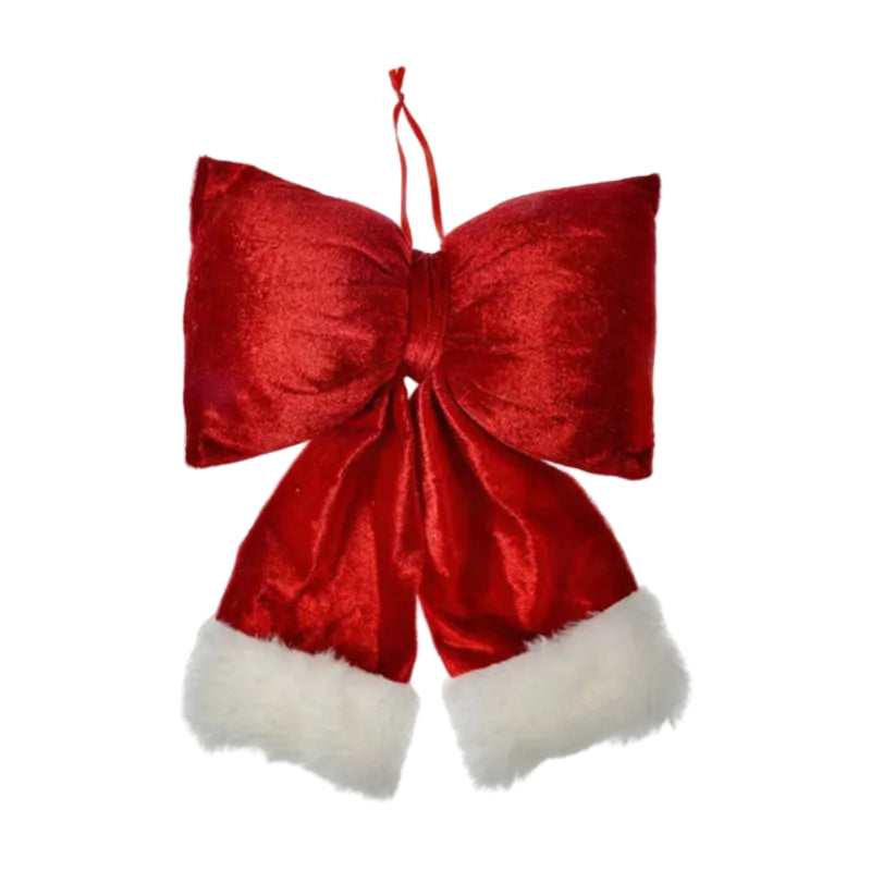 Moño Decorativo de Navidad Rojo Felpado 26x31cm