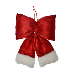 Moño Decorativo de Navidad Rojo Felpado 21x25cm