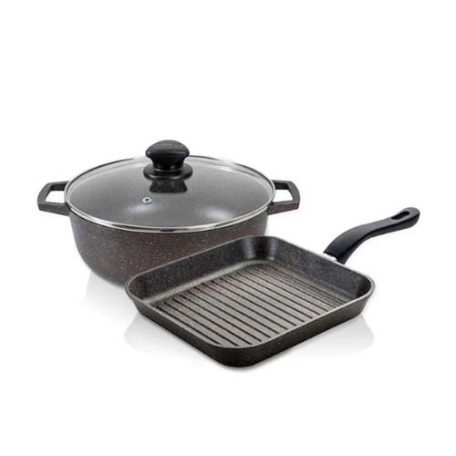 SET CALDERO 18CM + PLANCHA CUADRADA 24CM IMUSA FUZIÓN