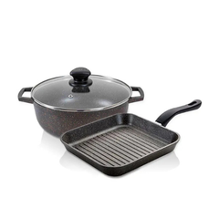 SET CALDERO 18CM + PLANCHA CUADRADA 24CM IMUSA FUZIÓN