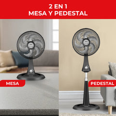 Ventilador Samurai Turbo Silence Maxx Compact 2 En 1 Negro